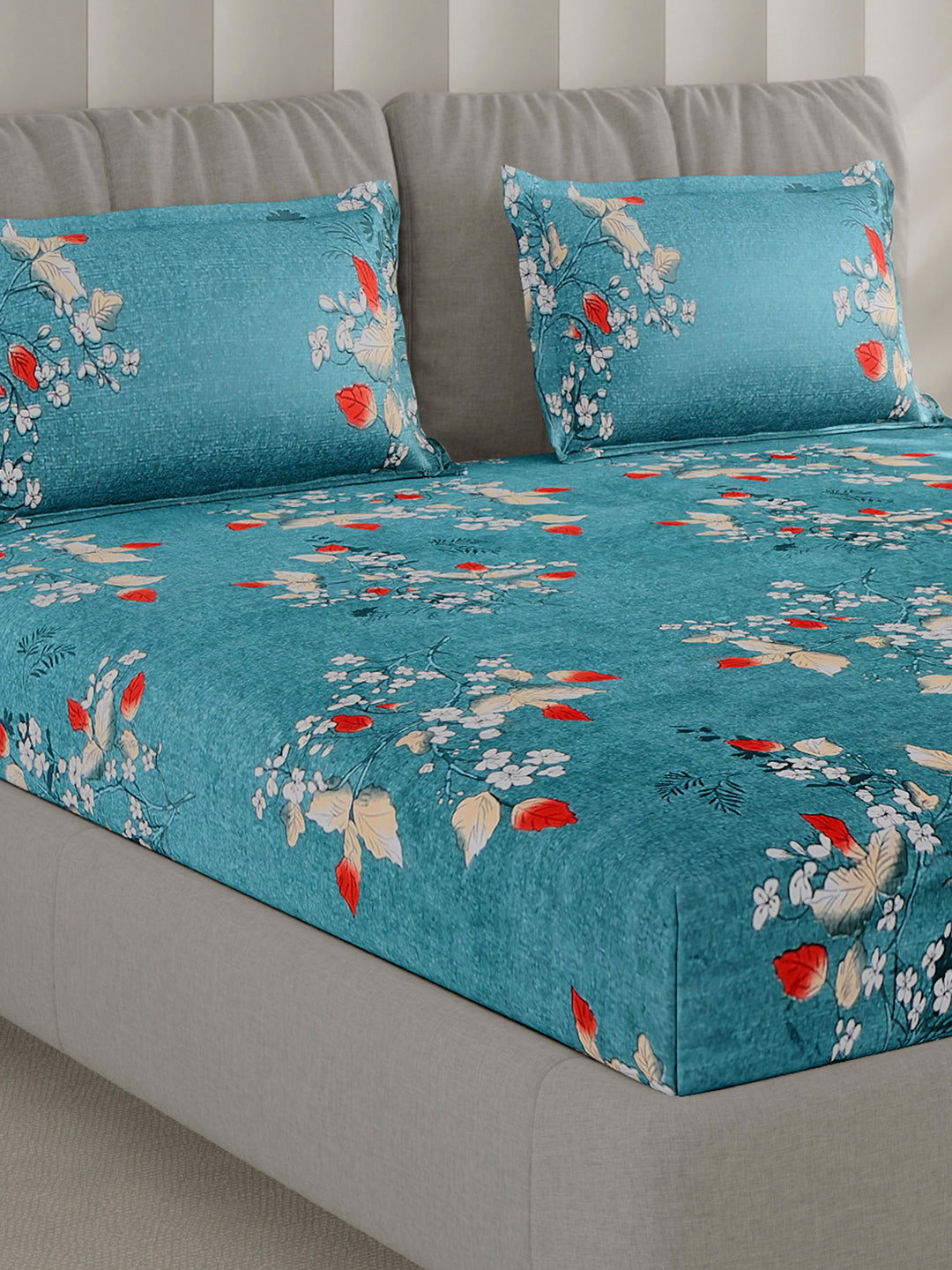 130 GSM Polyester Double Bed 1 Bedsheet with 2 Pillow Covers (Fashnik)