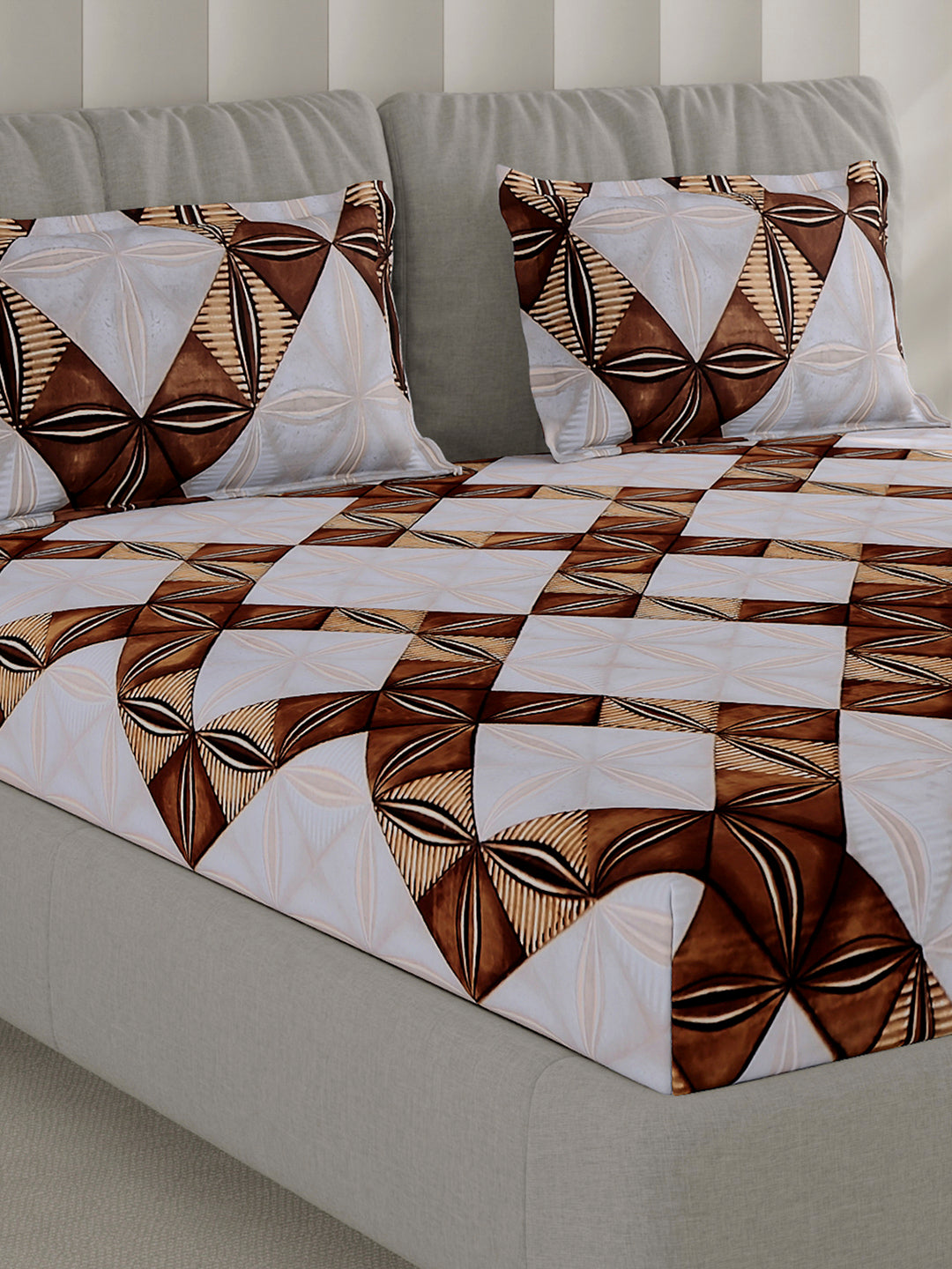 130 GSM Polyester Double Bed 1 Bedsheet with 2 Pillow Covers (Fashnik)