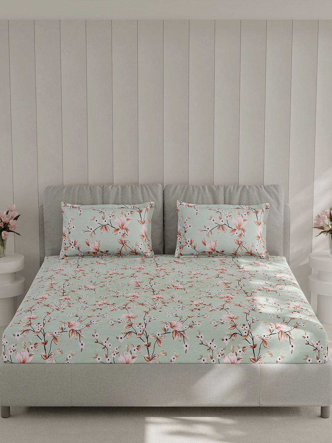 130 GSM Polyester Double Bed 1 Bedsheet with 2 Pillow Covers (Fashnik)