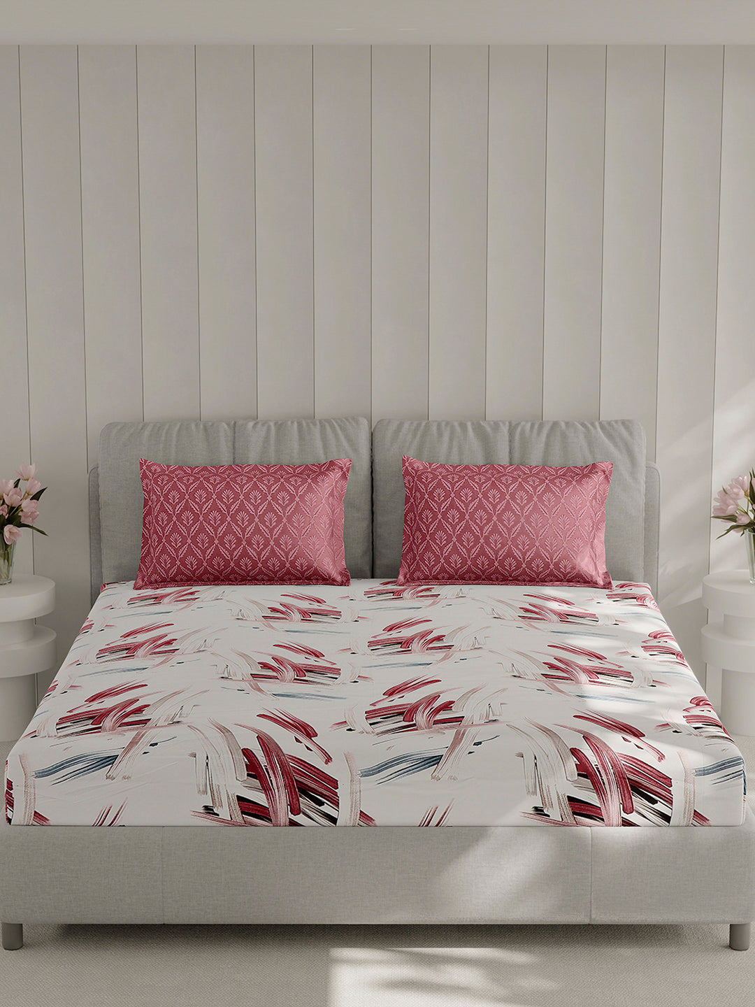 130 GSM Polyester Double Bed 1 Bedsheet with 2 Pillow Covers (Immortal)