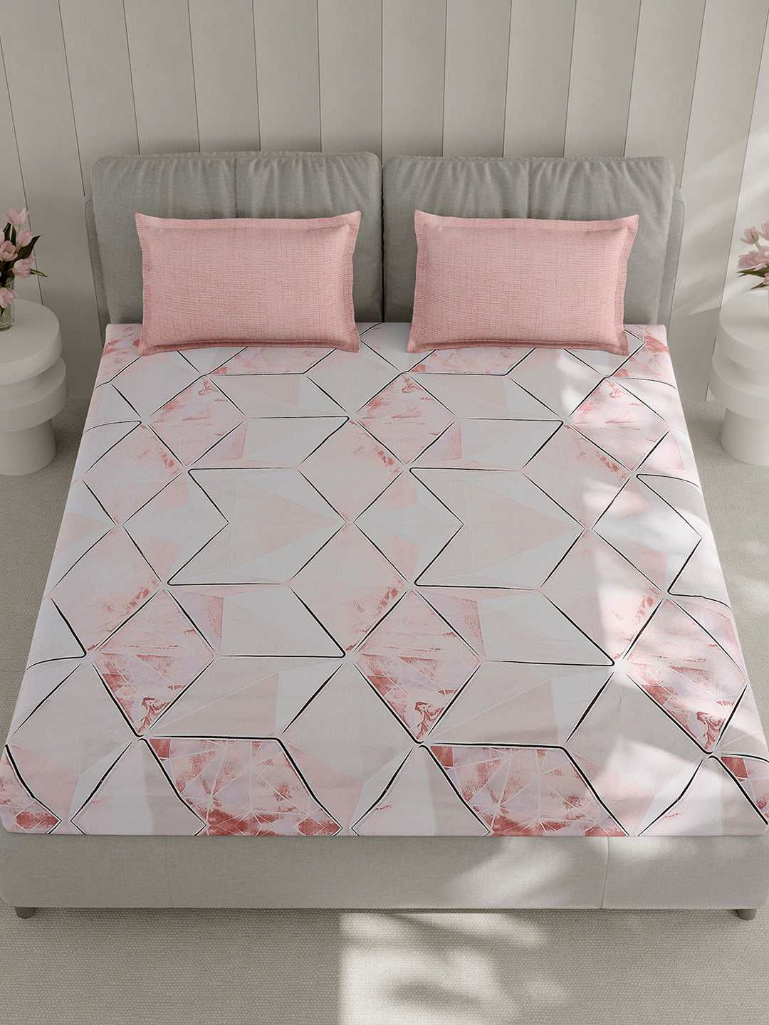 130 GSM Polyester Double Bed 1 Bedsheet with 2 Pillow Covers (Immortal)