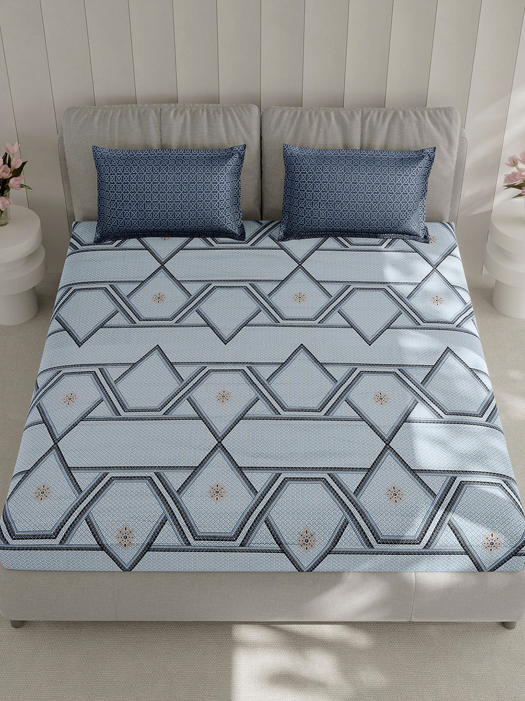 130 GSM Polyester Double Bed 1 Bedsheet with 2 Pillow Covers (Immortal)