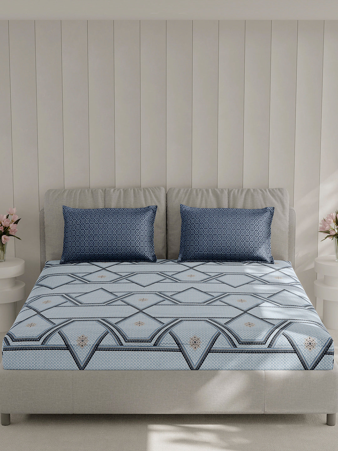 130 GSM Polyester Double Bed 1 Bedsheet with 2 Pillow Covers (Immortal)