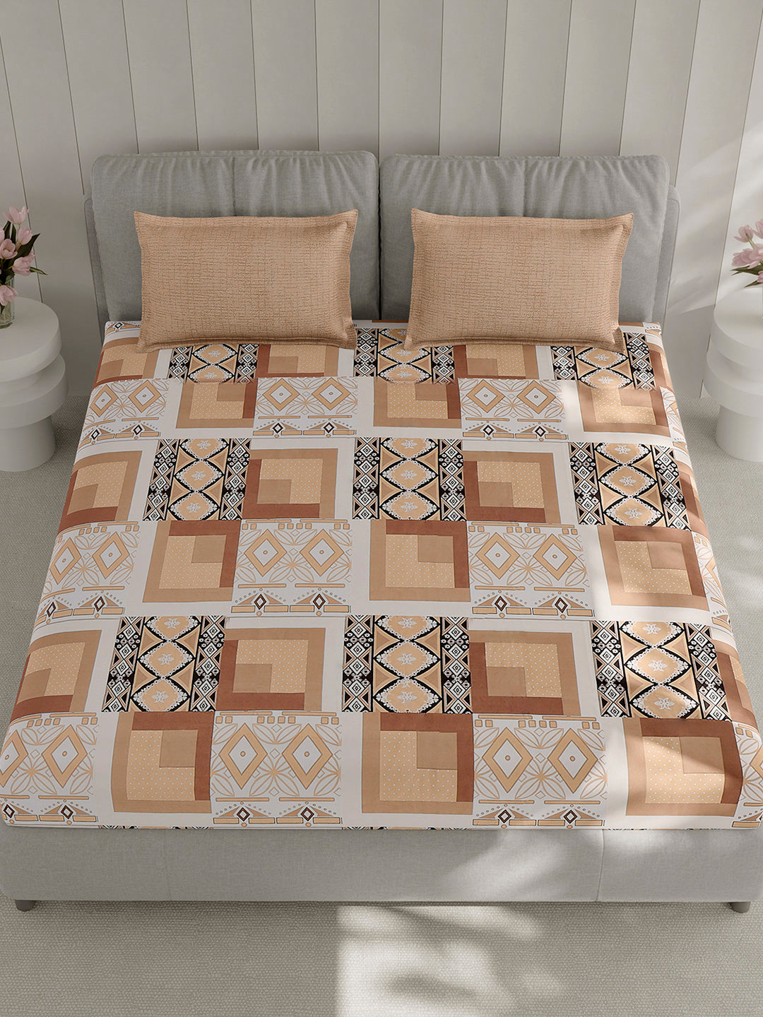 130 GSM Polyester Double Bed 1 Bedsheet with 2 Pillow Covers (Immortal)