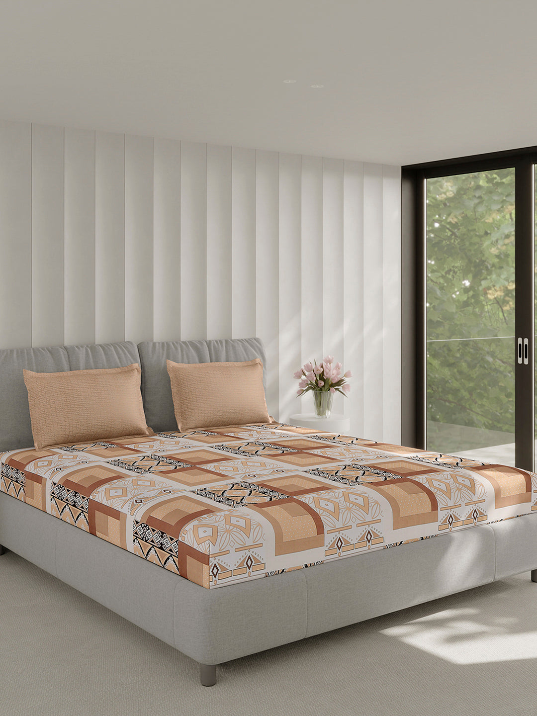 130 GSM Polyester Double Bed 1 Bedsheet with 2 Pillow Covers (Immortal)