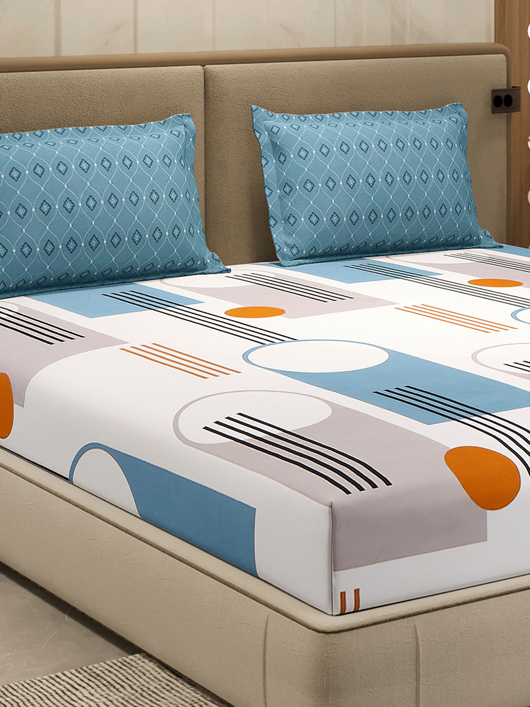 130 GSM Polyester Double Bed 1 Bedsheet with 2 Pillow Cover (Immortal)