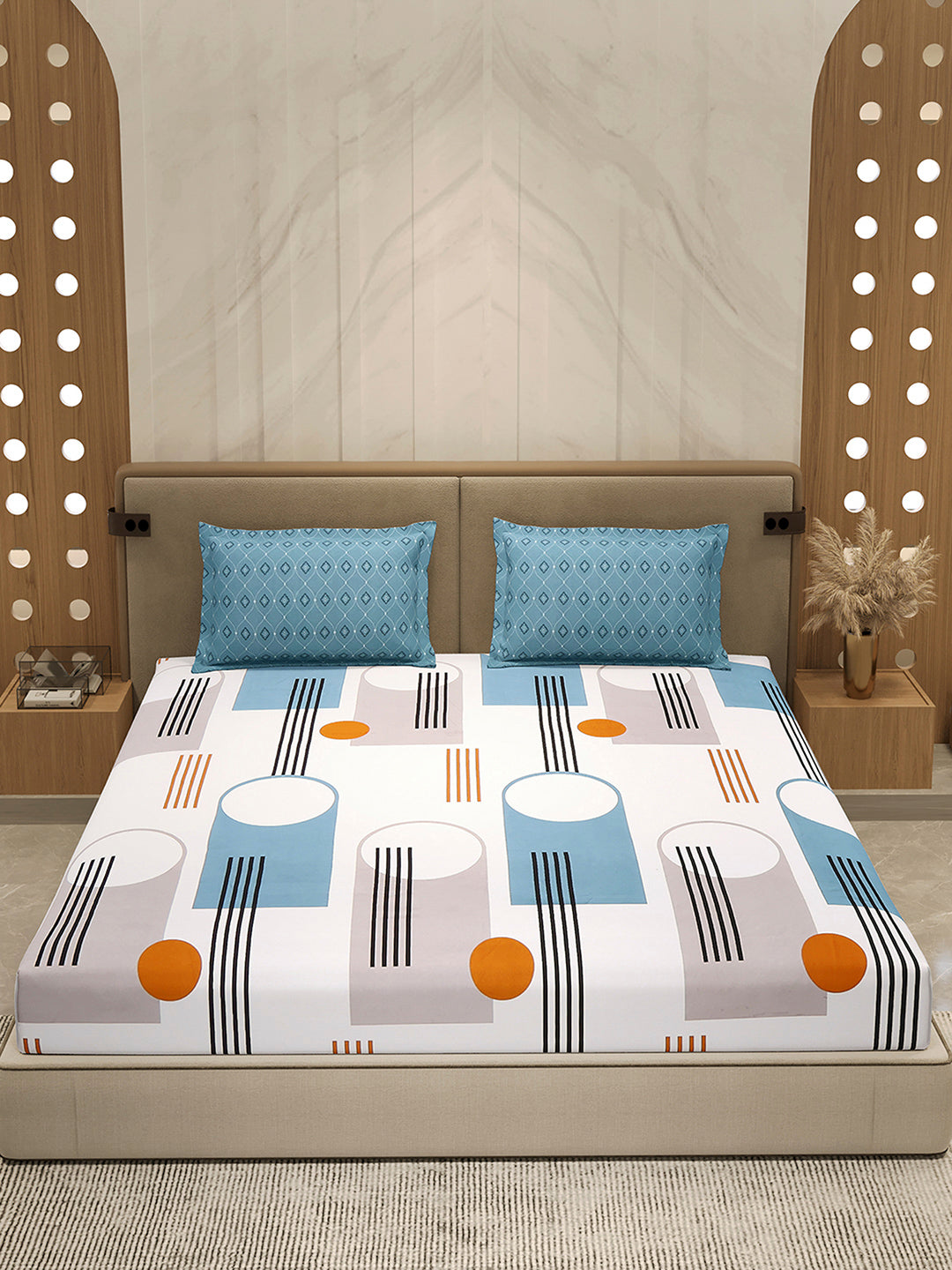 130 GSM Polyester Double Bed 1 Bedsheet with 2 Pillow Cover (Immortal)