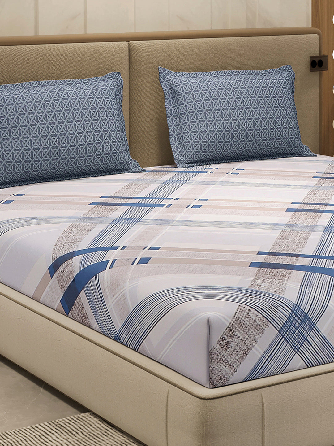 130 GSM Polyester Double Bed 1 Bedsheet with 2 Pillow Cover (Immortal)