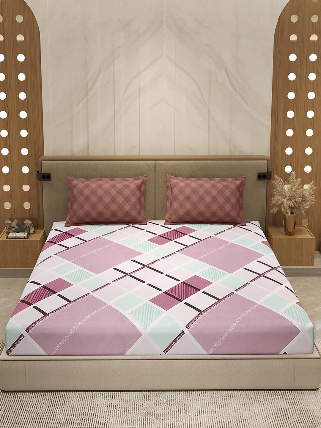 130 GSM Polyester Double Bed 1 Bedsheet with 2 Pillow Cover (Immortal)