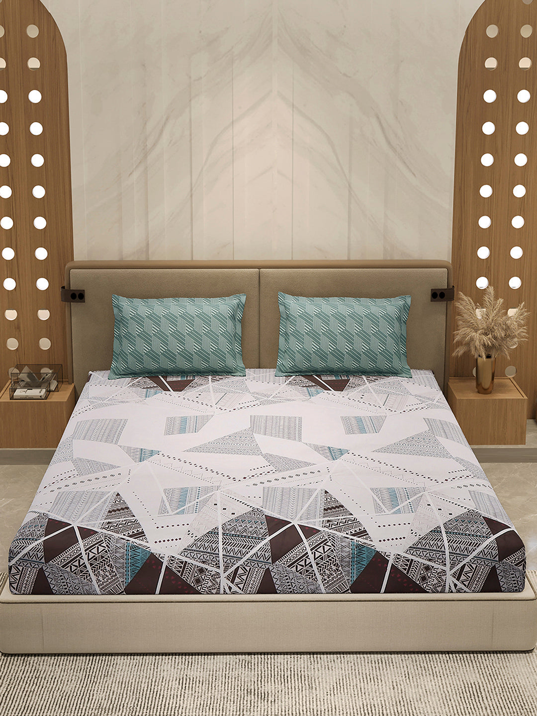 130 GSM Polyester Double Bed 1 Bedsheet with 2 Pillow Cover (Immortal)