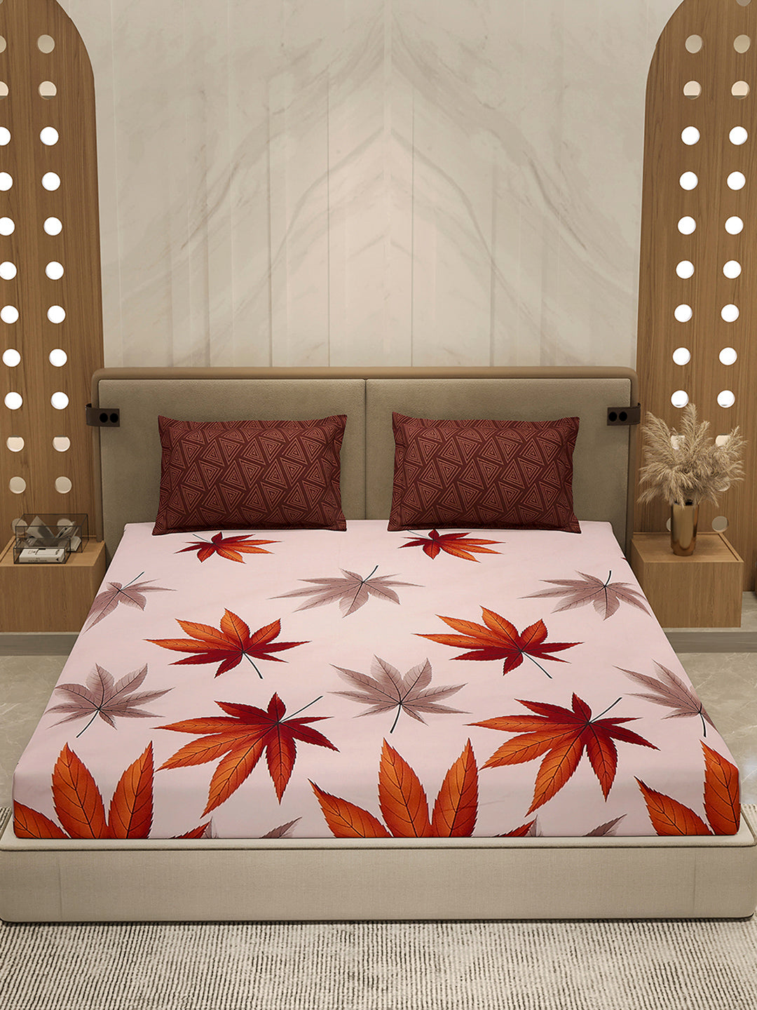 130 GSM Polyester Double Bed 1 Bedsheet with 2 Pillow Cover (Immortal)