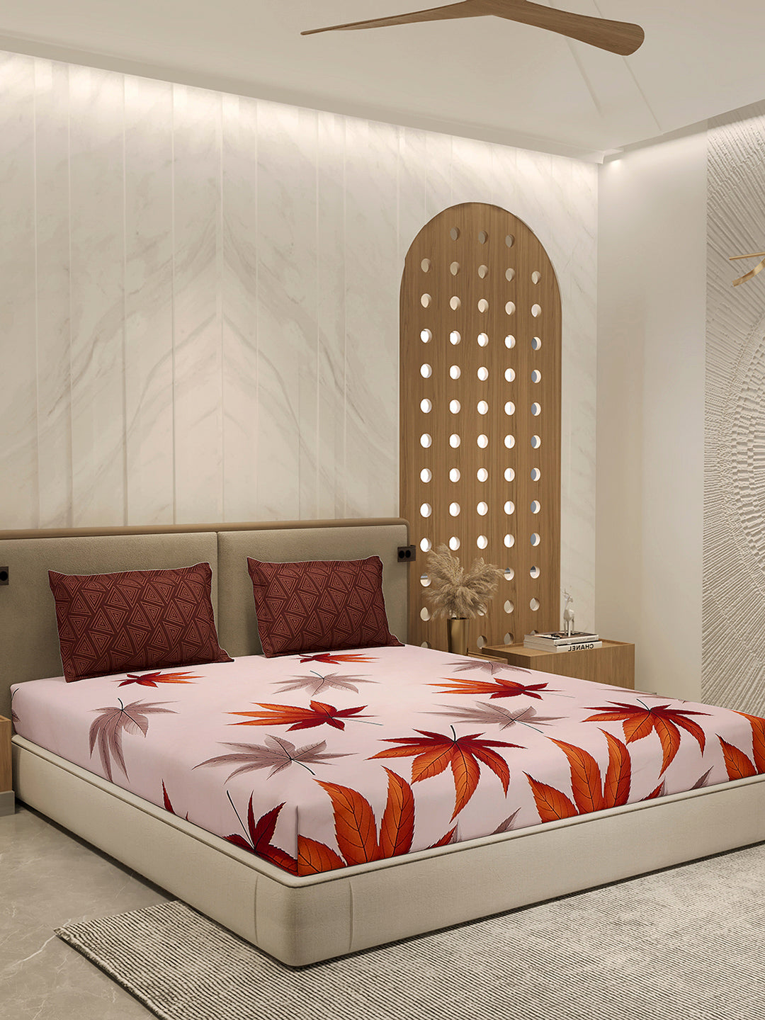 130 GSM Polyester Double Bed 1 Bedsheet with 2 Pillow Cover (Immortal)
