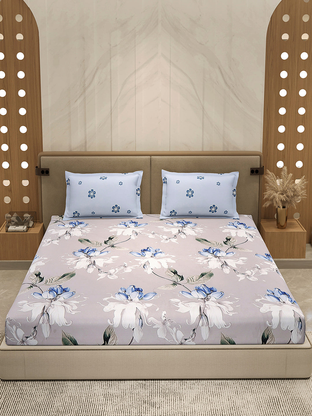 130 GSM Polyester Double Bed 1 Bedsheet with 2 Pillow Cover (Immortal)