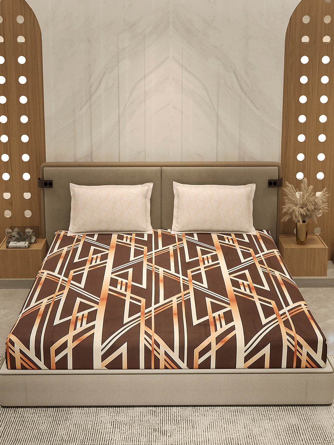 130 GSM Polyester Double Bed 1 Bedsheet with 2 Pillow Cover (Immortal)