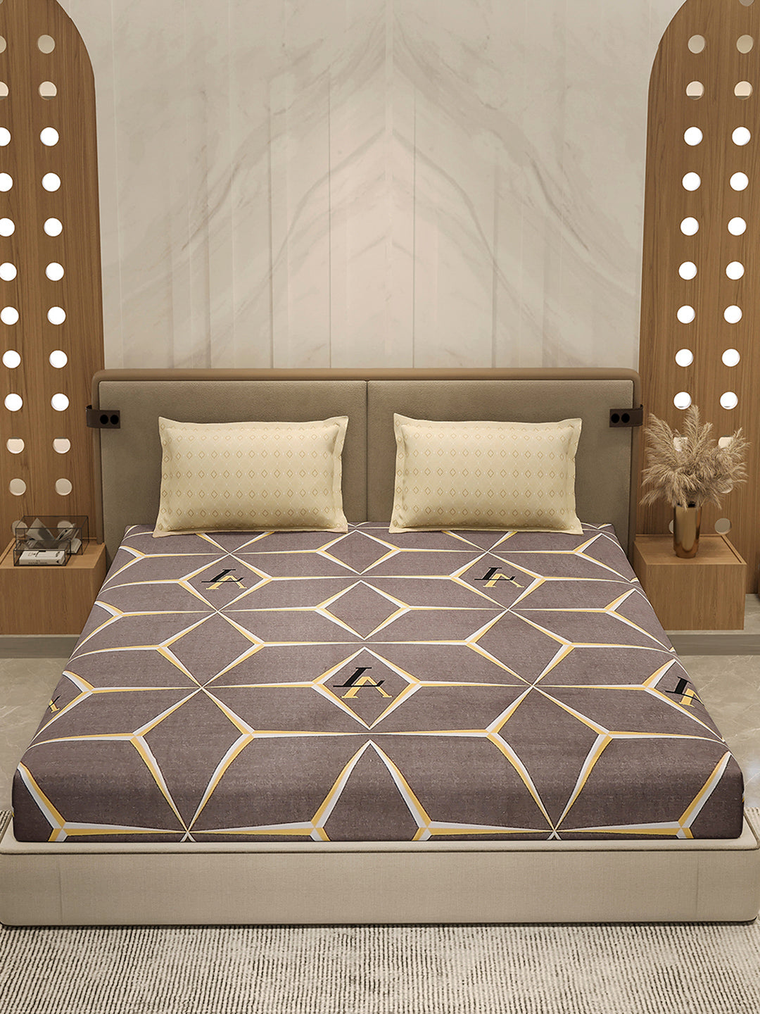 130 GSM Polyester Double Bed 1 Bedsheet with 2 Pillow Cover (Immortal)