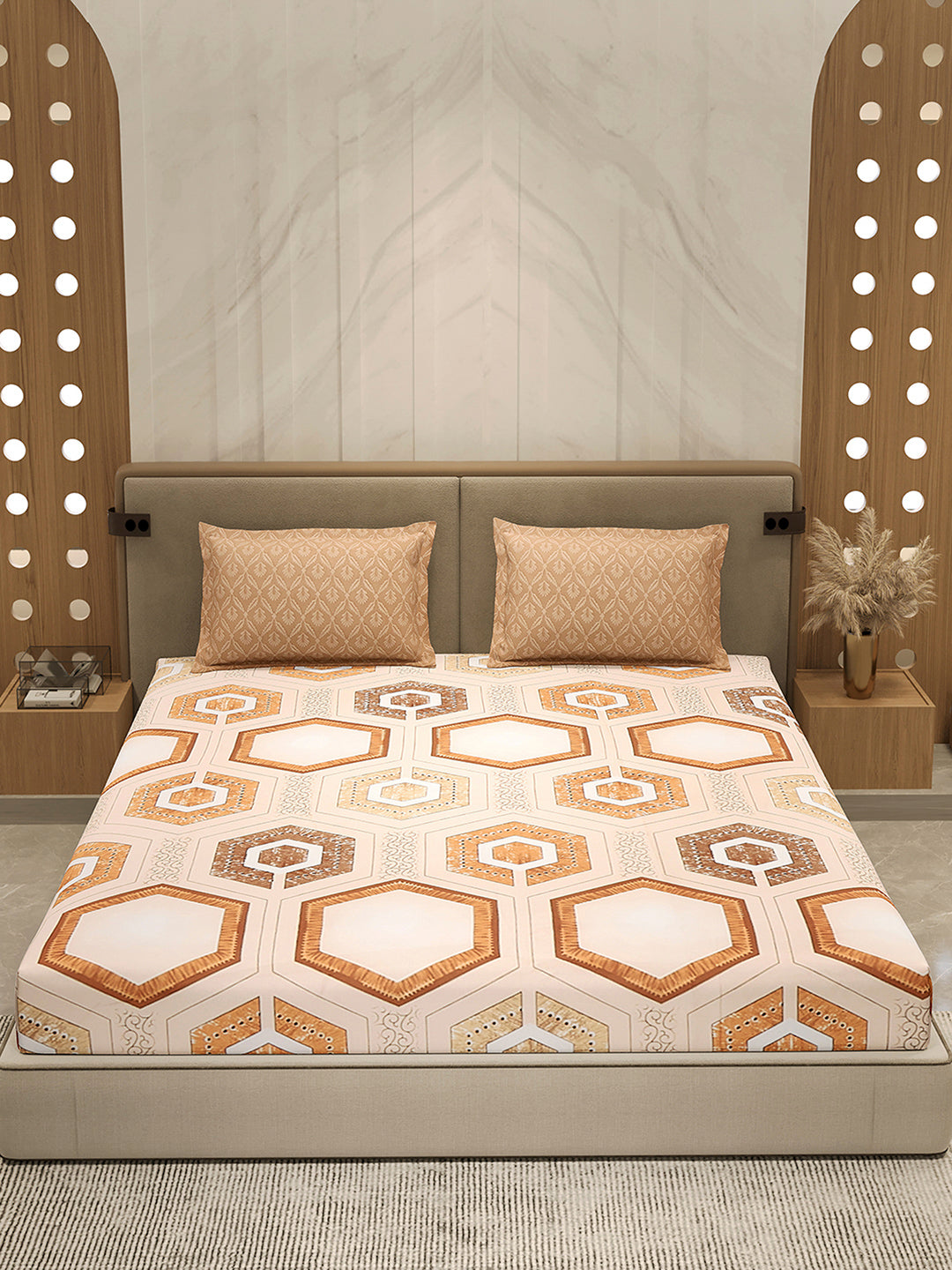 130 GSM Polyester Double Bed 1 Bedsheet with 2 Pillow Cover (Immortal)