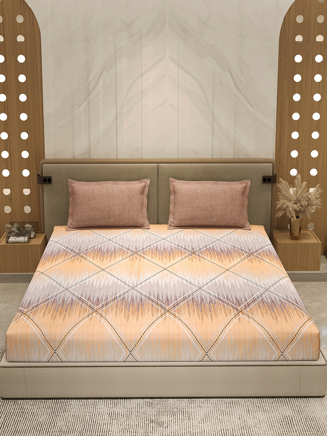 130 GSM Polyester Double Bed 1 Bedsheet with 2 Pillow Cover (Immortal)