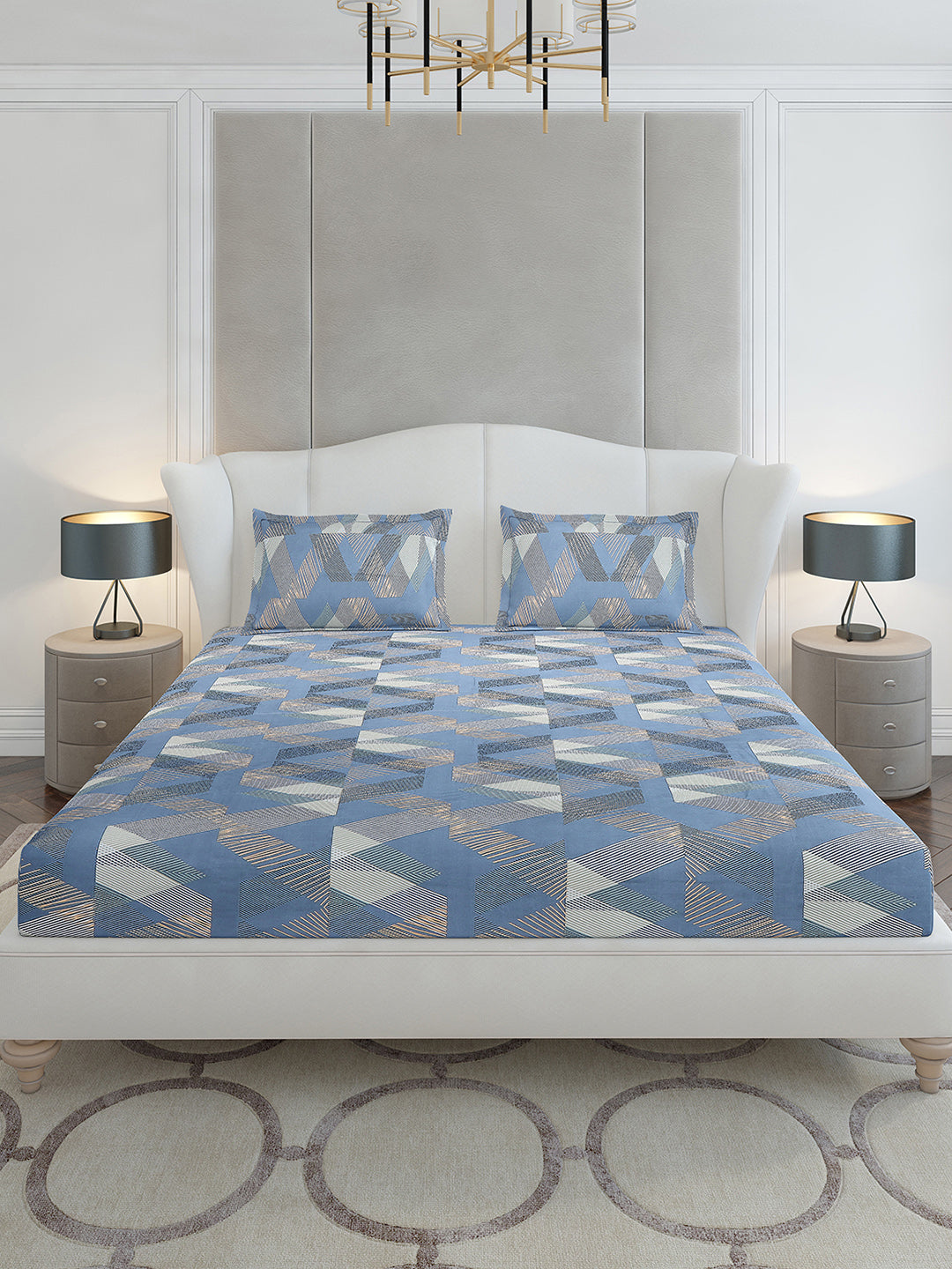 120 GSM Polyester Queen Size 1 Bedsheet with 2 Pillow Covers (Occasion)