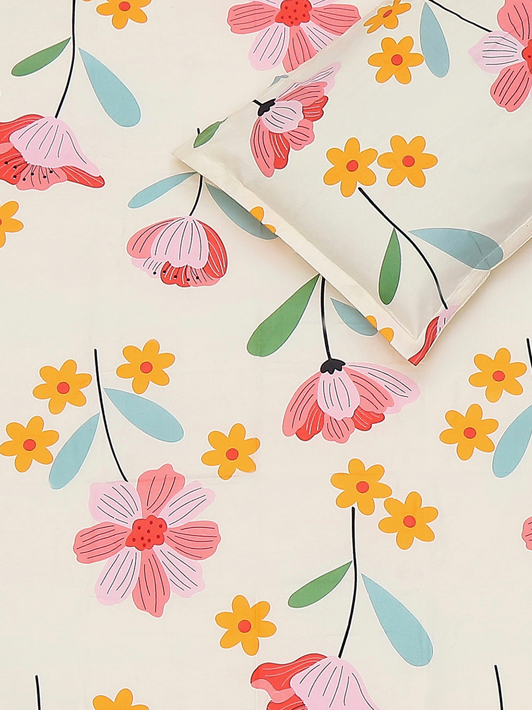 120 GSM Polyester Single Bedsheet with 1 Pillow Cover (Pixel)