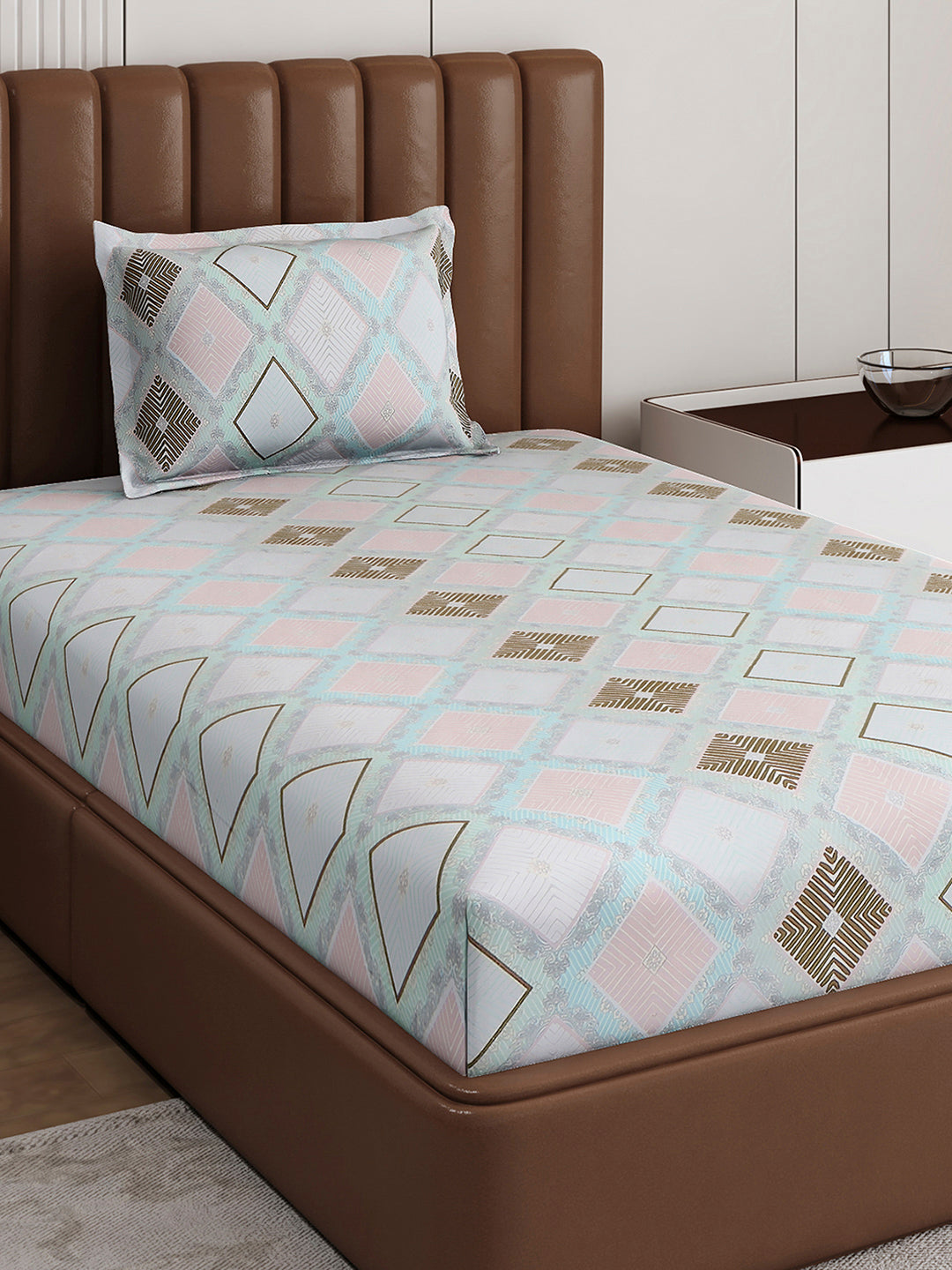 120 GSM Polyester Single Bedsheet with 1 Pillow Cover (Pixel)