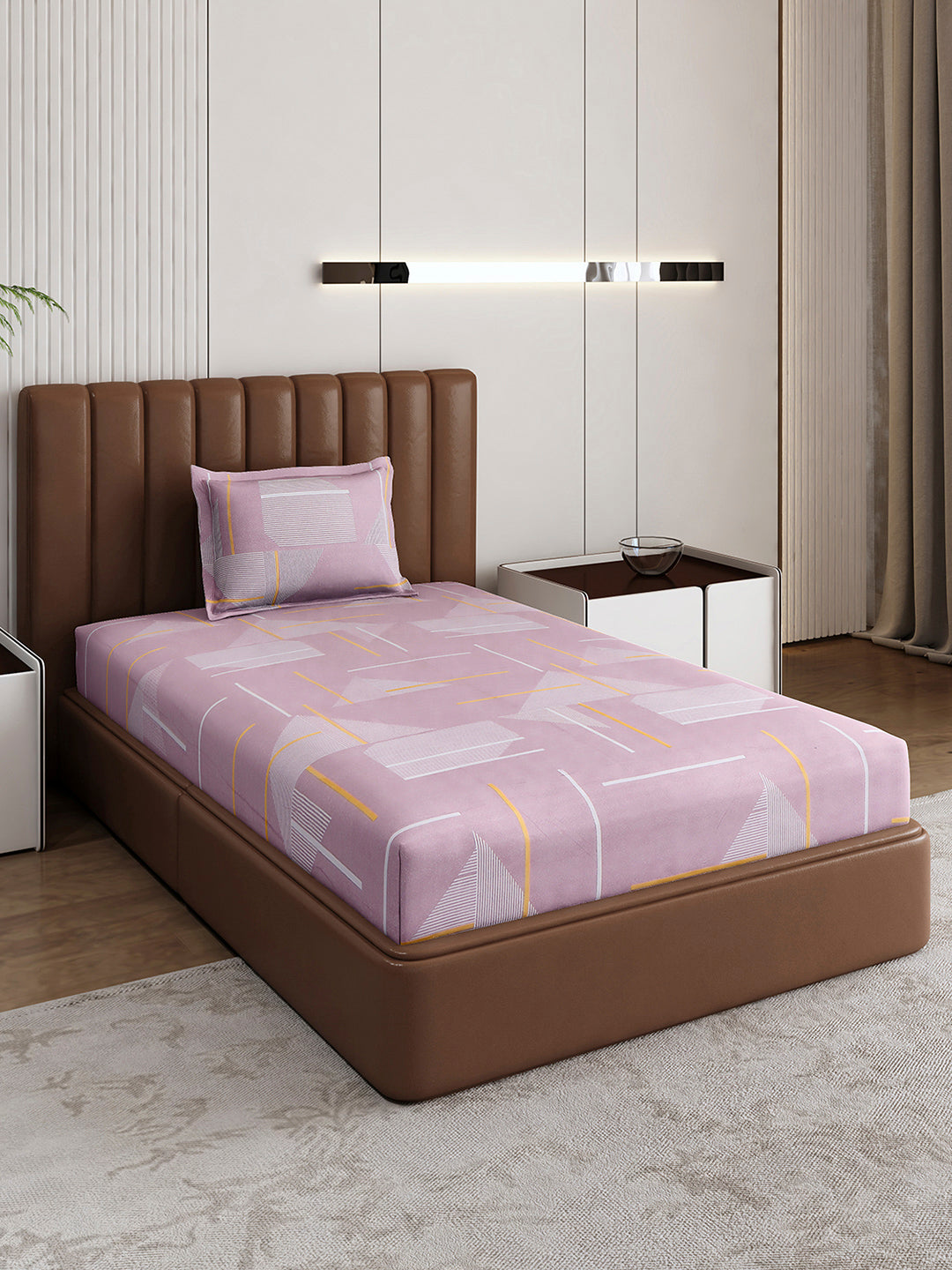 120 GSM Polyester Single Bedsheet with 1 Pillow Cover (Pixel)
