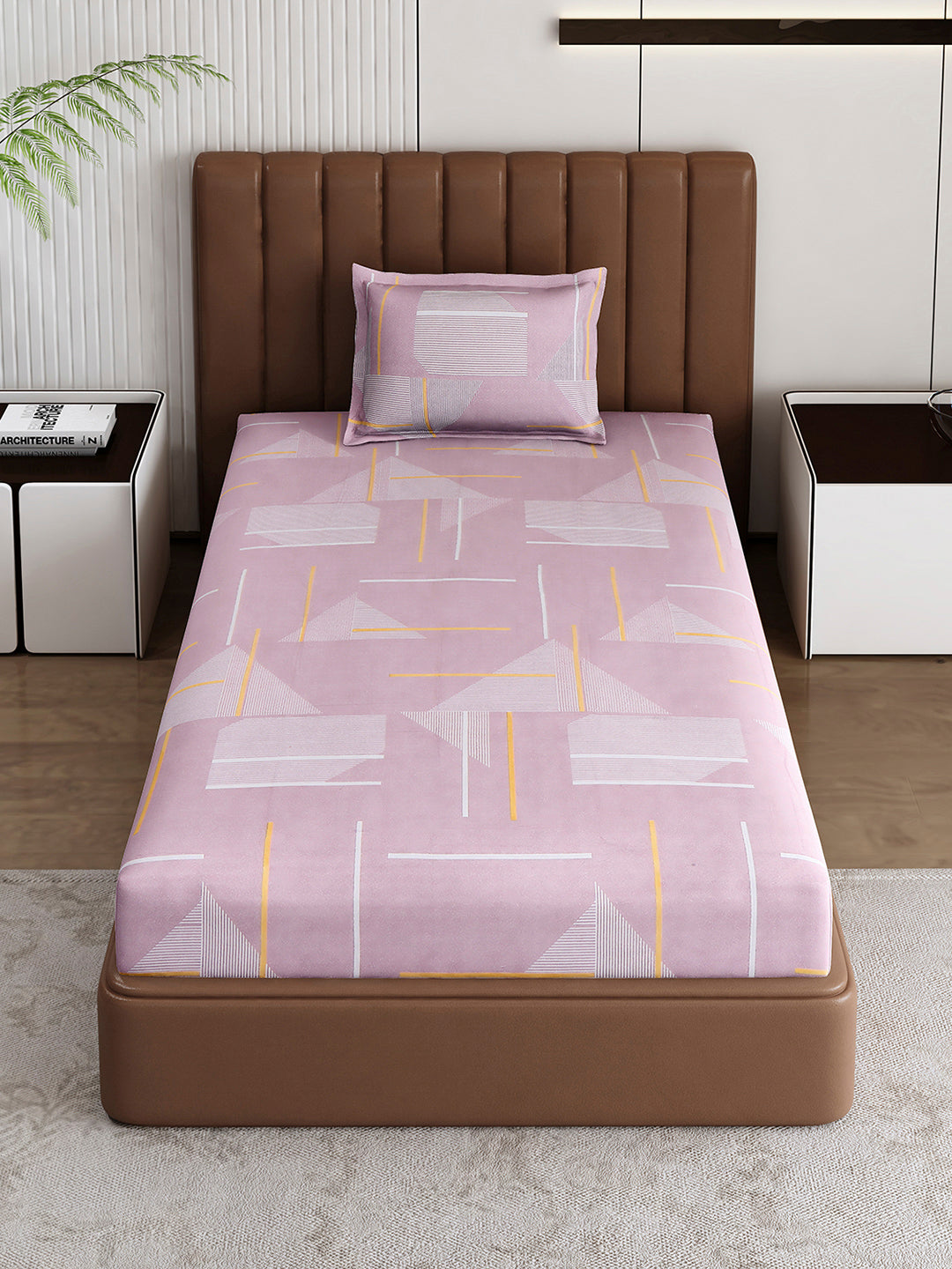 120 GSM Polyester Single Bedsheet with 1 Pillow Cover (Pixel)