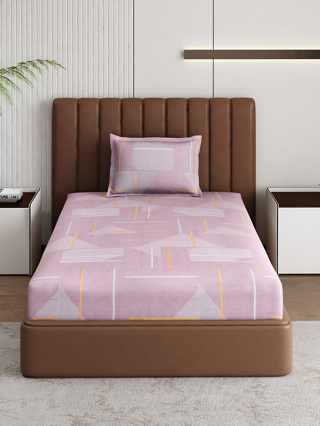 120 GSM Polyester Single Bedsheet with 1 Pillow Cover (Pixel)