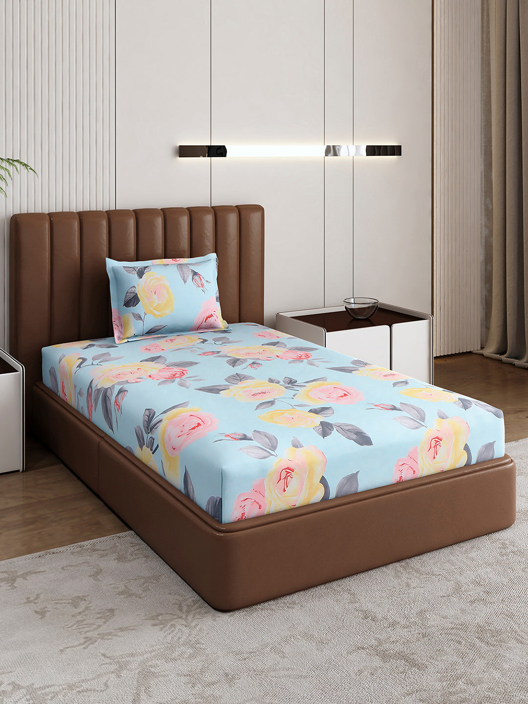 120 GSM Polyester Single Bedsheet with 1 Pillow Cover (Pixel)