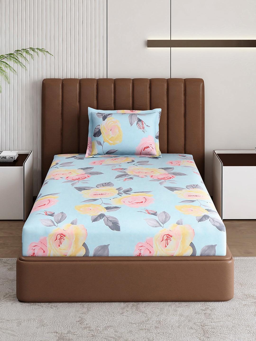 120 GSM Polyester Single Bedsheet with 1 Pillow Cover (Pixel)