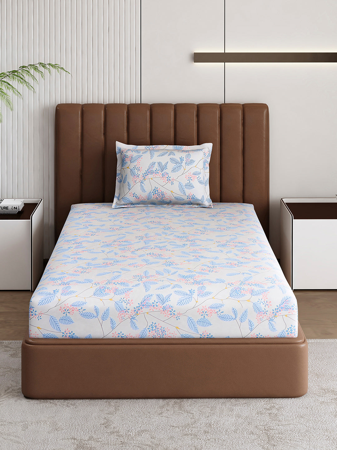 120 GSM Polyester Single Bedsheet with 1 Pillow Cover (Pixel)