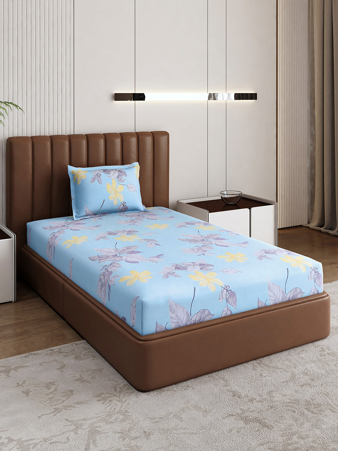 120 GSM Polyester Single Bedsheet with 1 Pillow Cover (Pixel)