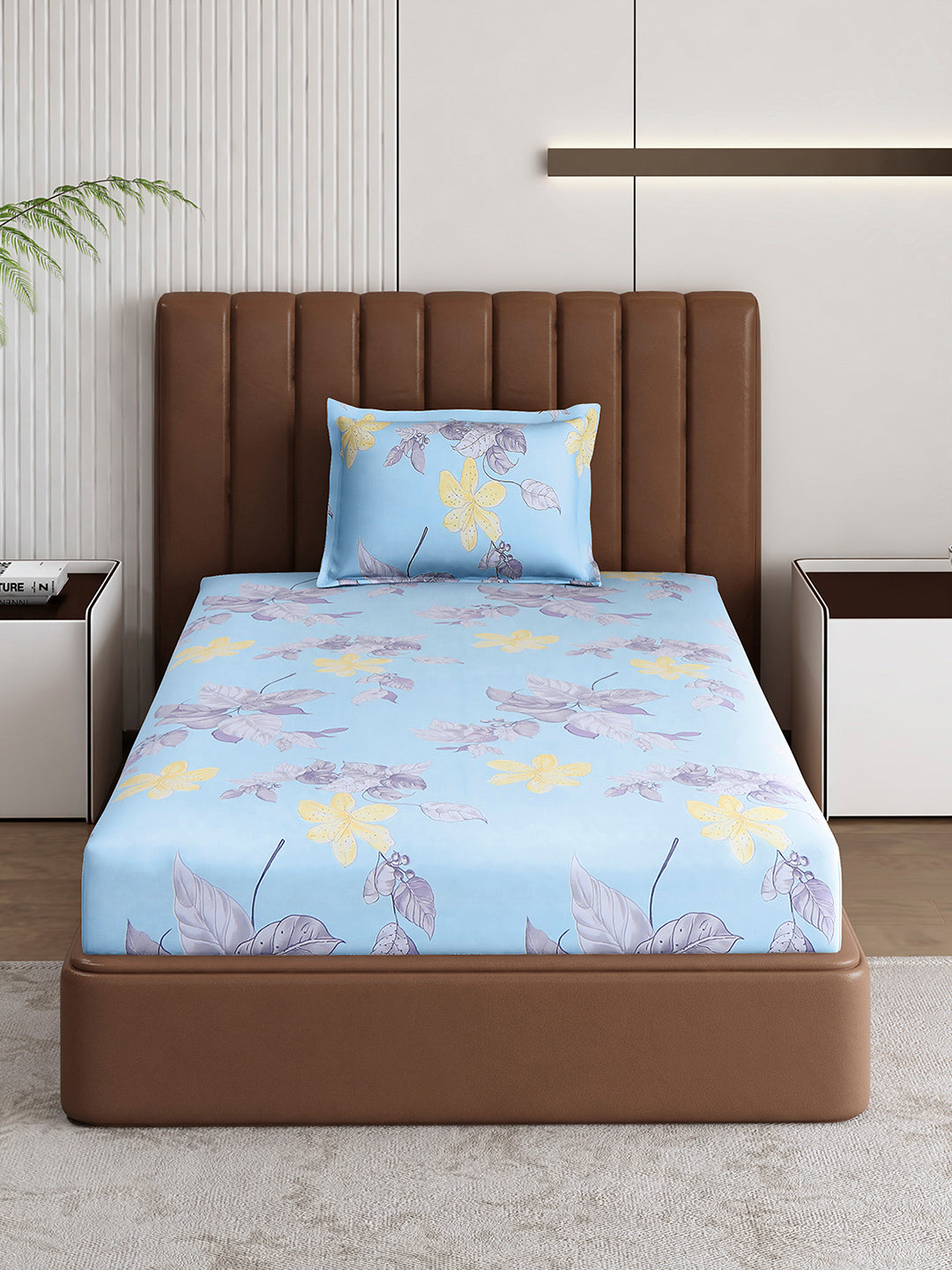 120 GSM Polyester Single Bedsheet with 1 Pillow Cover (Pixel)