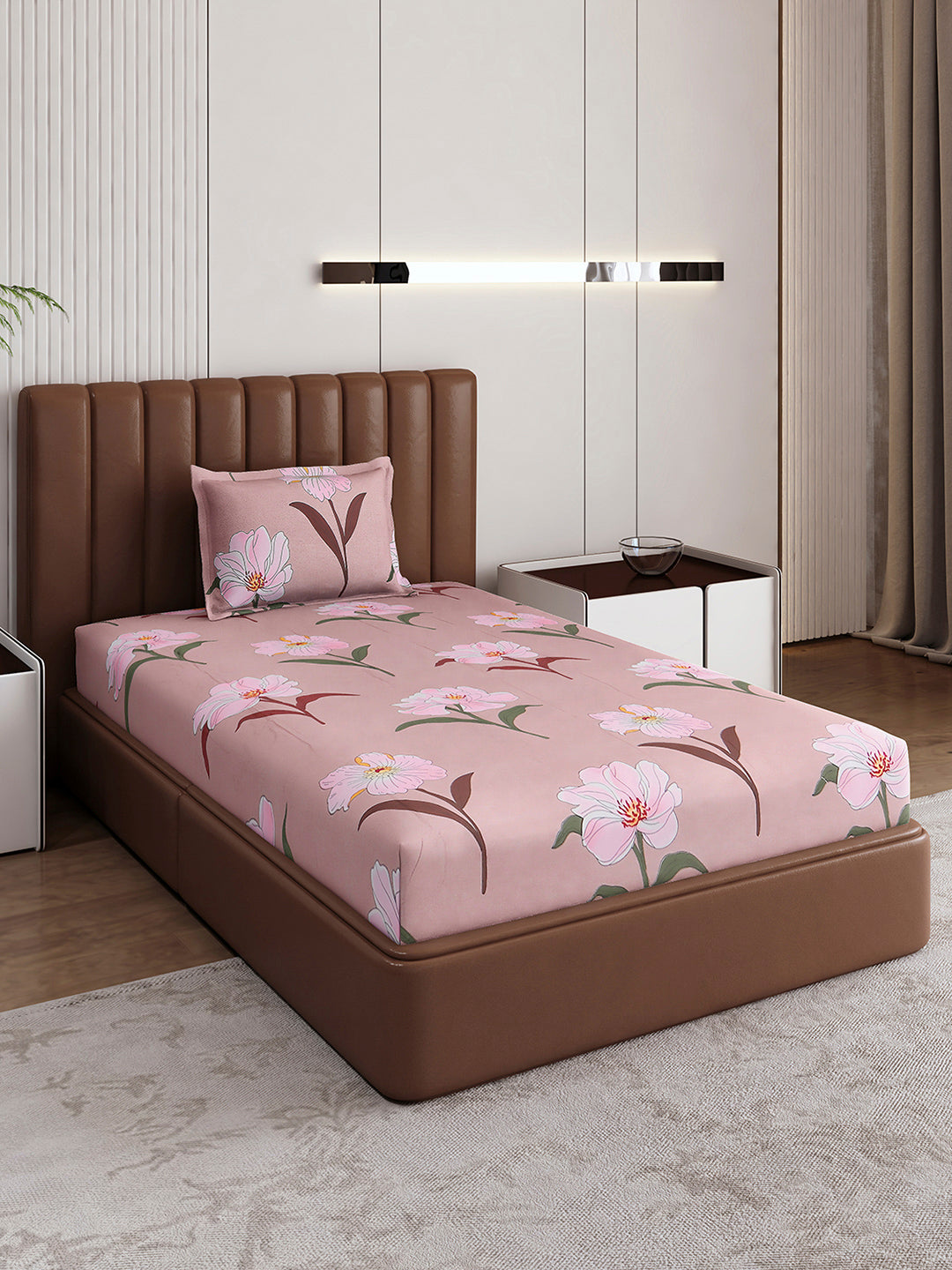 120 GSM Polyester Single Bedsheet with 1 Pillow Cover (Pixel)