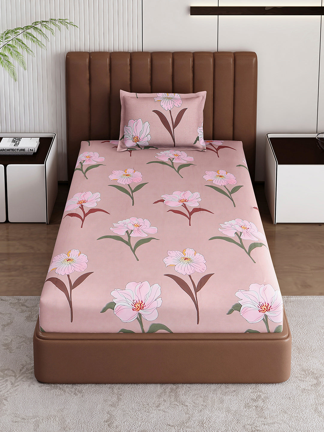 120 GSM Polyester Single Bedsheet with 1 Pillow Cover (Pixel)