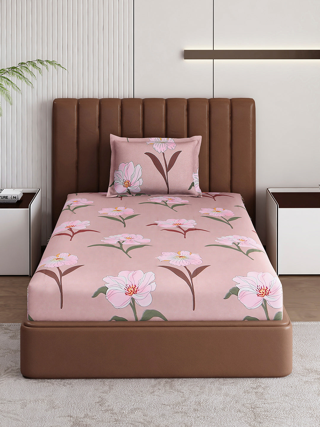 120 GSM Polyester Single Bedsheet with 1 Pillow Cover (Pixel)