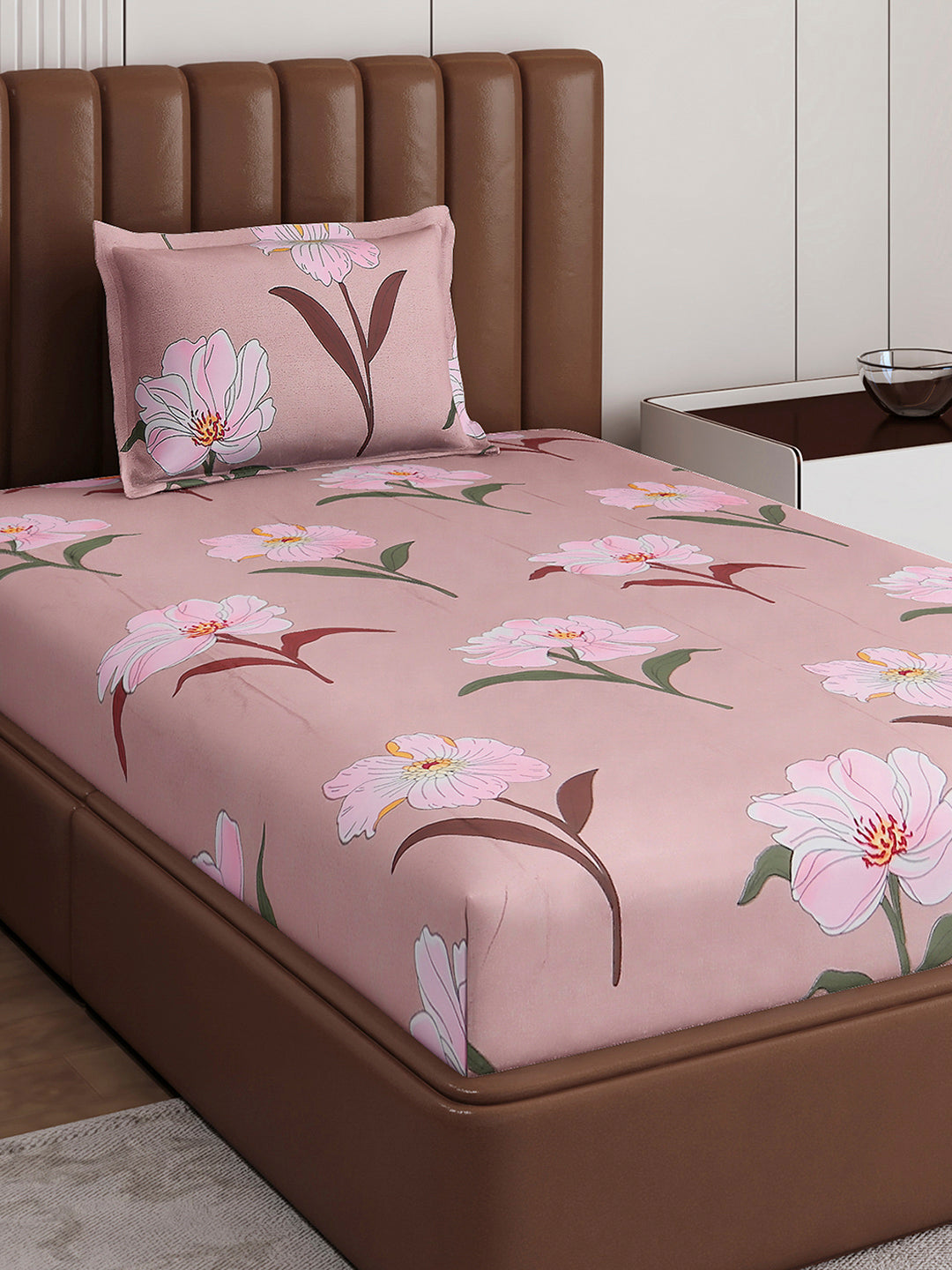 120 GSM Polyester Single Bedsheet with 1 Pillow Cover (Pixel)