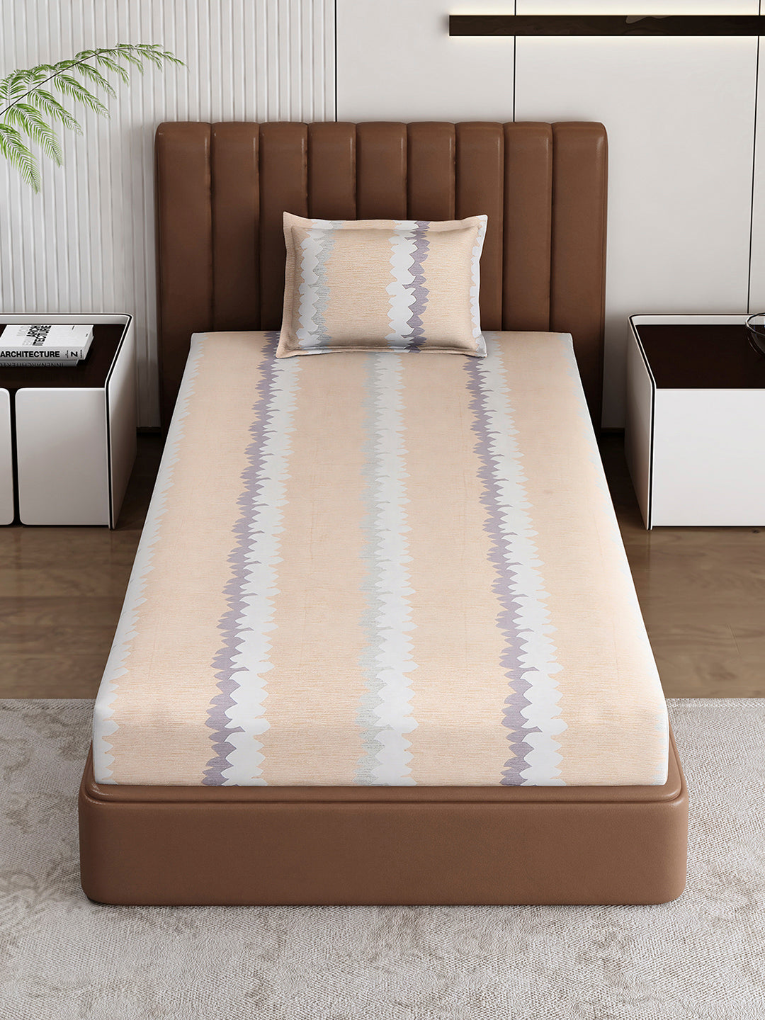 120 GSM Polyester Single Bedsheet with 1 Pillow Cover (Pixel)