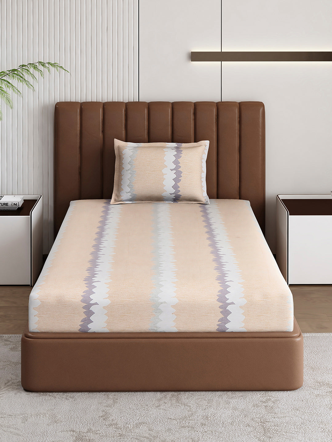 120 GSM Polyester Single Bedsheet with 1 Pillow Cover (Pixel)