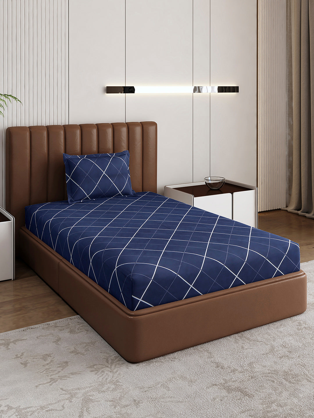 120 GSM Polyester Single Bedsheet with 1 Pillow Cover (Pixel)