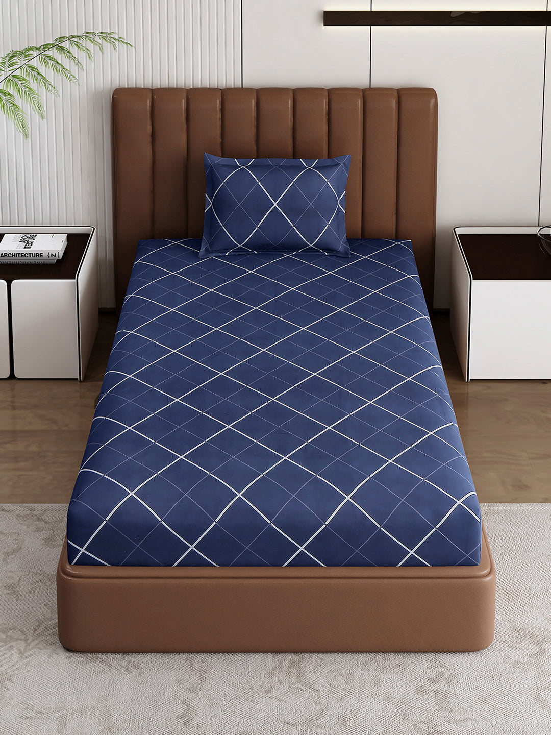 120 GSM Polyester Single Bedsheet with 1 Pillow Cover (Pixel)