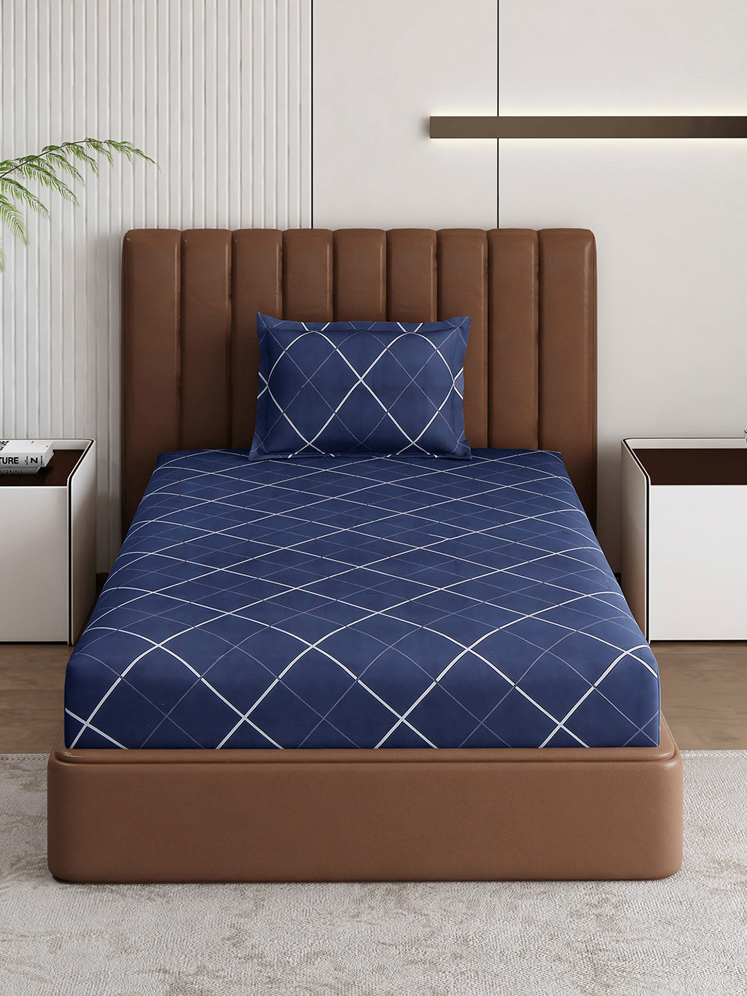 120 GSM Polyester Single Bedsheet with 1 Pillow Cover (Pixel)