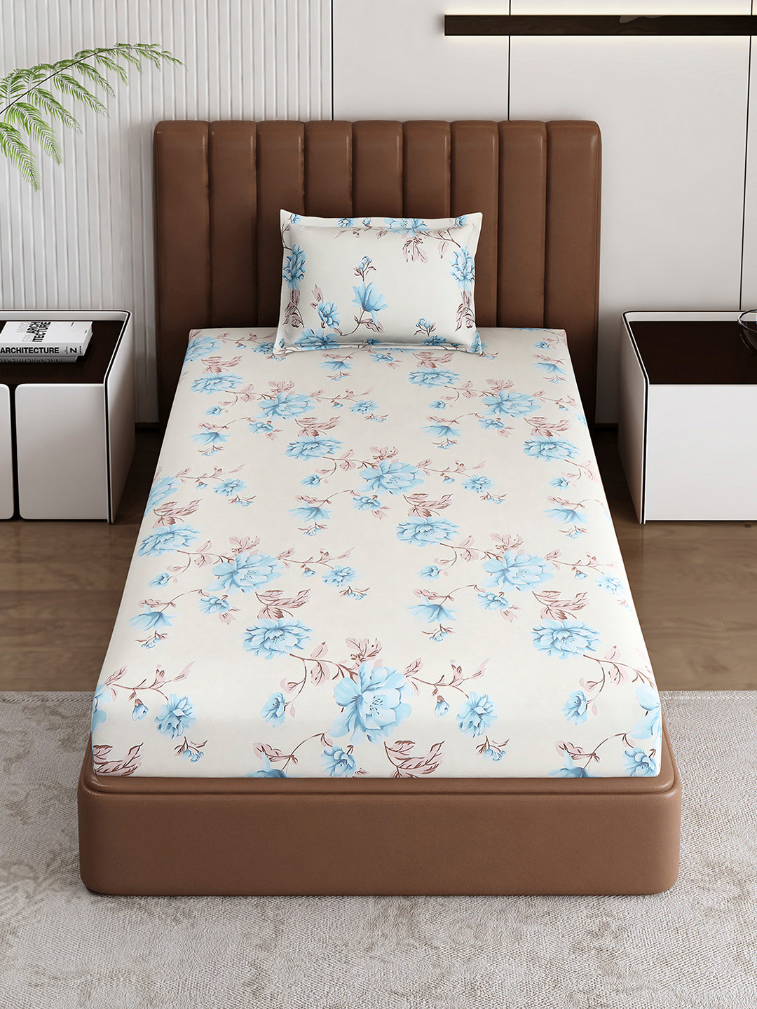 120 GSM Polyester Single Bedsheet with 1 Pillow Cover (Pixel)