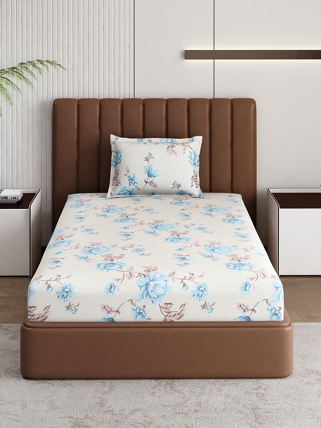 120 GSM Polyester Single Bedsheet with 1 Pillow Cover (Pixel)