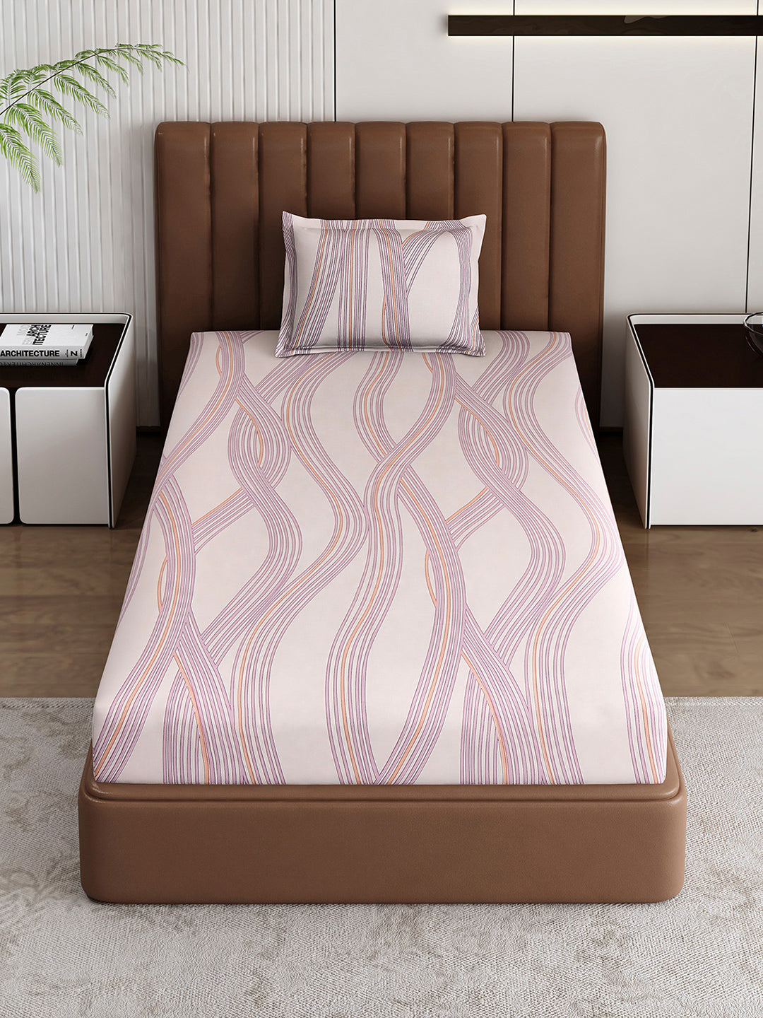 120 GSM Polyester Single Bedsheet with 1 Pillow Cover (Pixel)