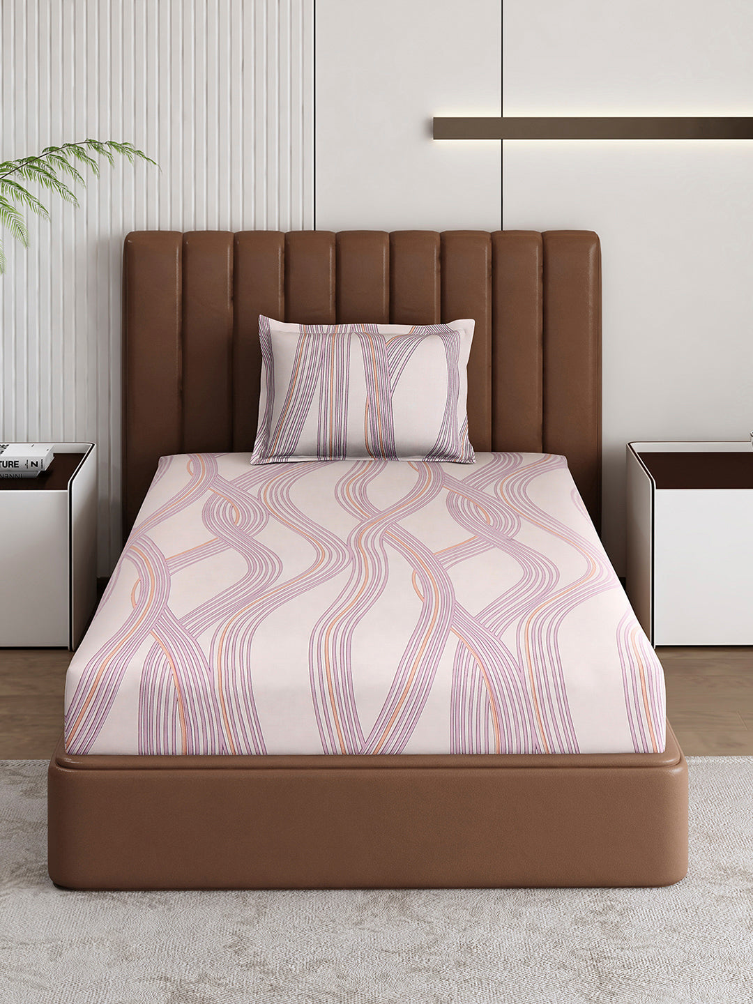 120 GSM Polyester Single Bedsheet with 1 Pillow Cover (Pixel)