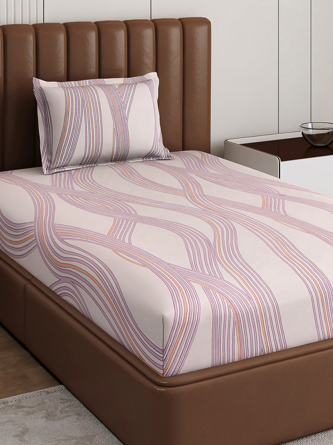 120 GSM Polyester Single Bedsheet with 1 Pillow Cover (Pixel)