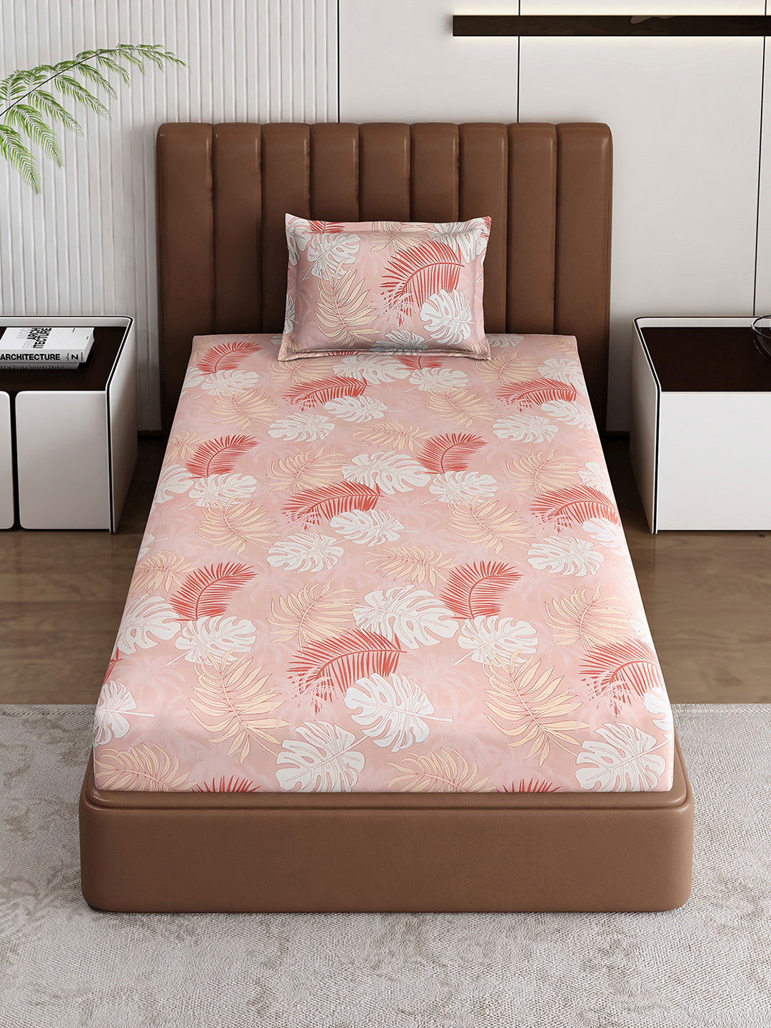 120 GSM Polyester Single Bedsheet with 1 Pillow Cover (Pixel)