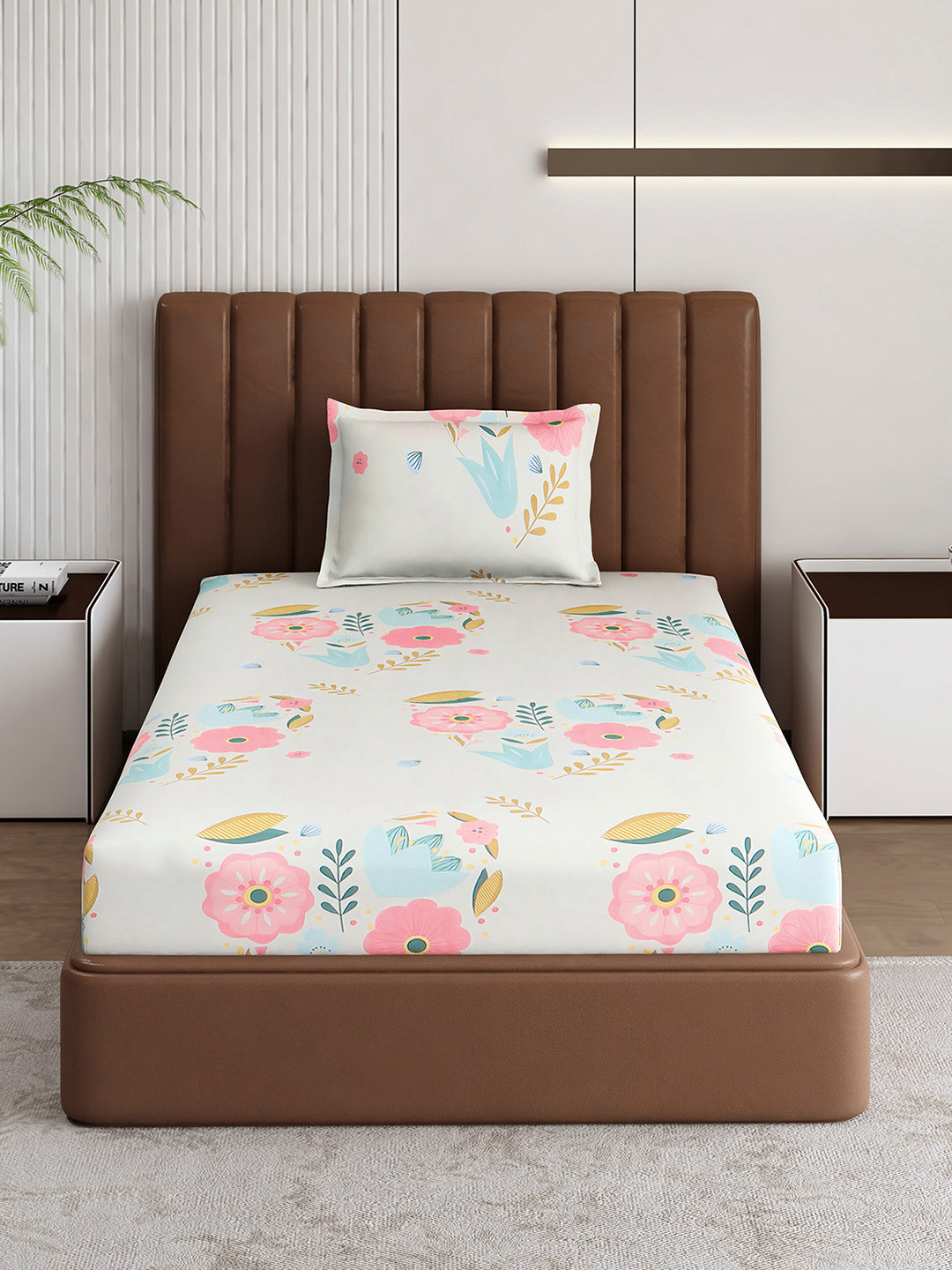 120 GSM Polyester Single Bedsheet with 1 Pillow Cover (Pixel)