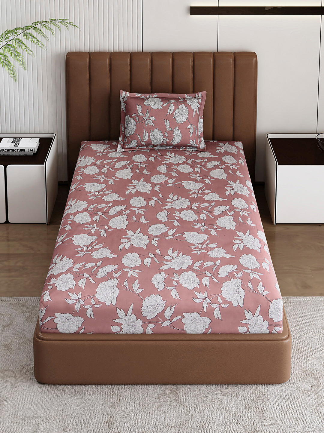 120 GSM Polyester Single Bedsheet with 1 Pillow Cover (Pixel)