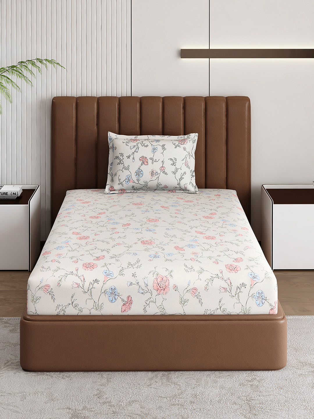 120 GSM Polyester Single Bedsheet with 1 Pillow Cover (Pixel)